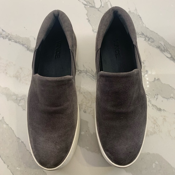Vince Warren Slip-on Platform Grey Suede Sneaker - Picture 14 of 14